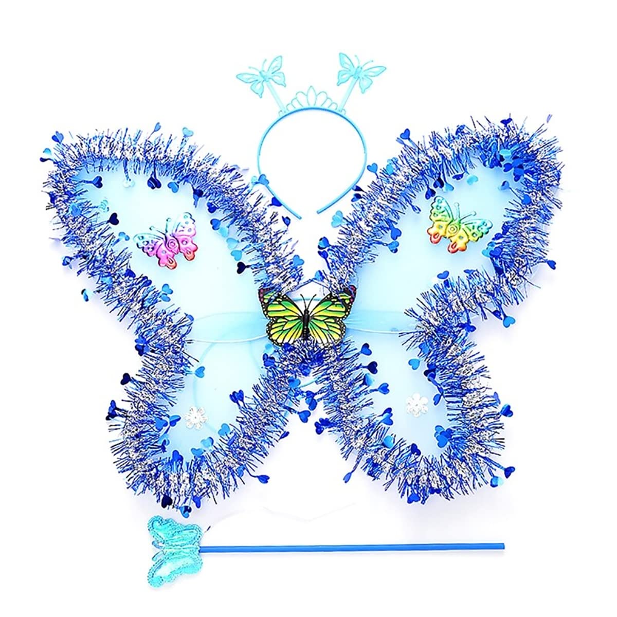 YUPPIN Fairy Butterfly wings, hair band and magic wand for princess dress up party for Girls (Blue) (B0C33ZXW3X) Amazon Price History, Amazon Price Tracker