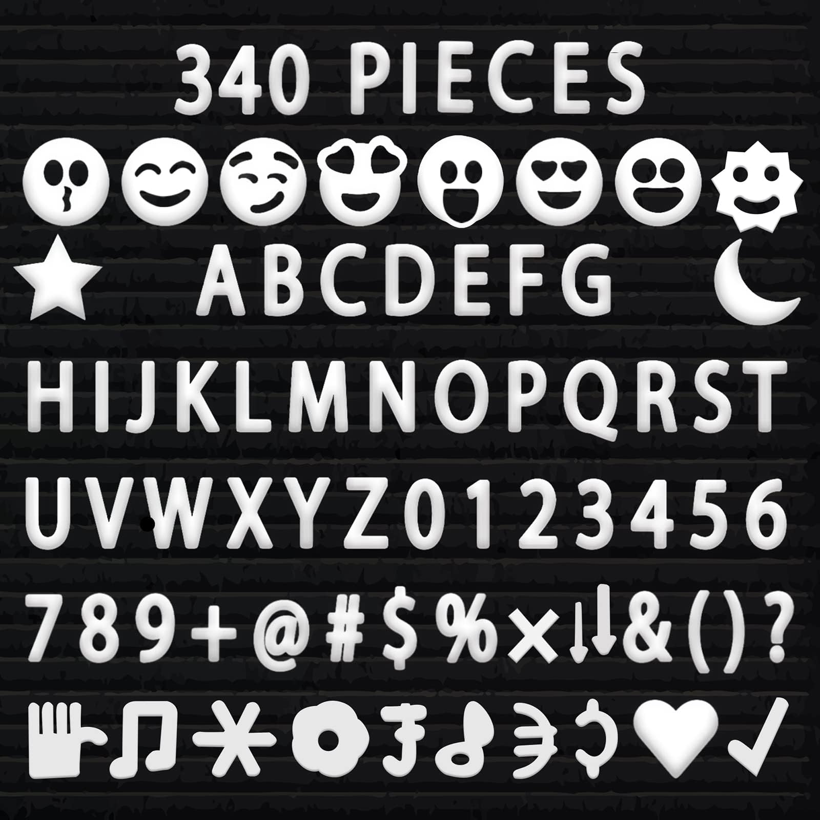 340 Characters White Plastic Letter Set for Changeable Felt Letter Boards Approximately 3/4 Letters, Including Numbers, Symbols for Changeable Letter Boards, Off-white