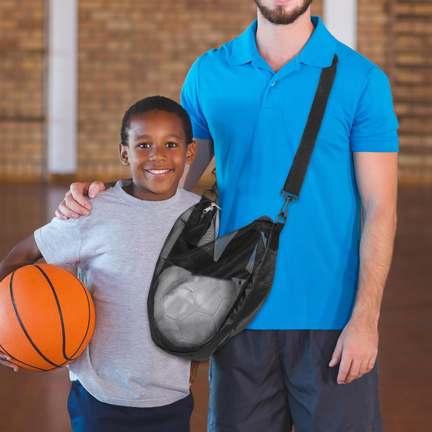 Large Capacity Mesh Basketball Bag with Adjustable Strap and Wear-resistant Material for Sports Items Storage and Volleyball Use, for Physical Education and Playground Equipment