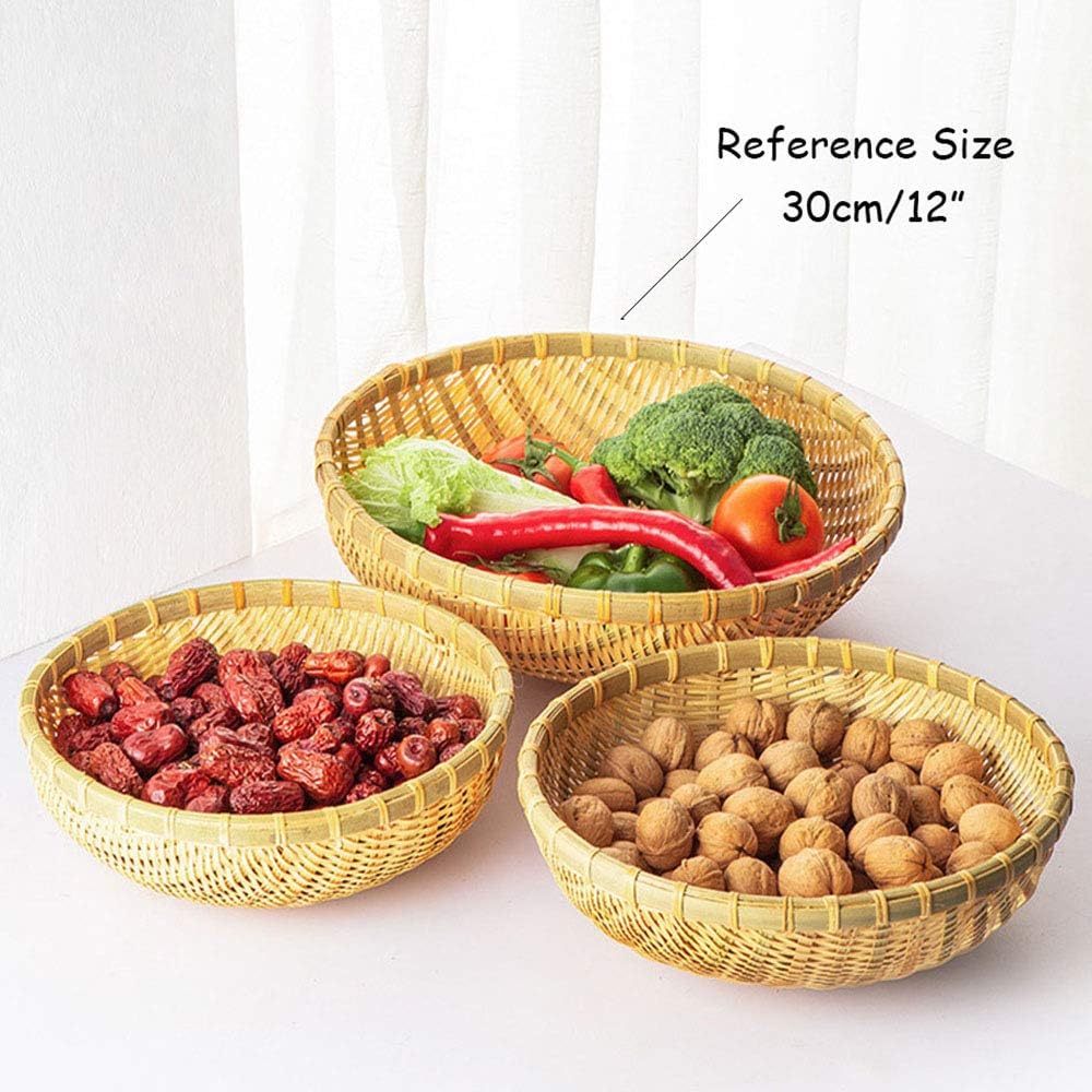 Natural Handmade Woven Bamboo Basket Tray U Shape Holder Food Deep Basket Size 6" 7" 8" 9" 10" 11" 12" 13" 14" up to 20inches Available for Customizing Bulk (9pcs)