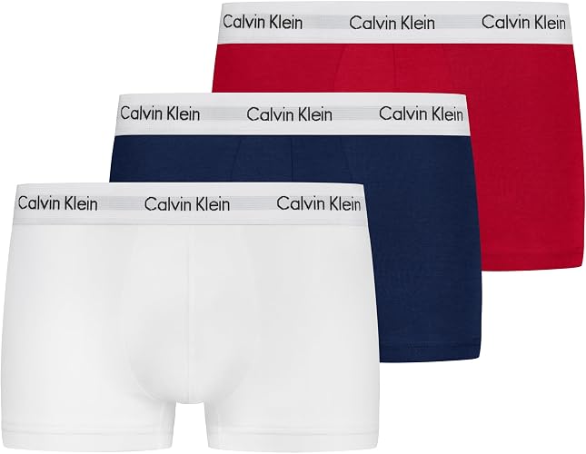 Calvin Klein Men's Low Rise Trunk 3pk - S - White/Red/Navy