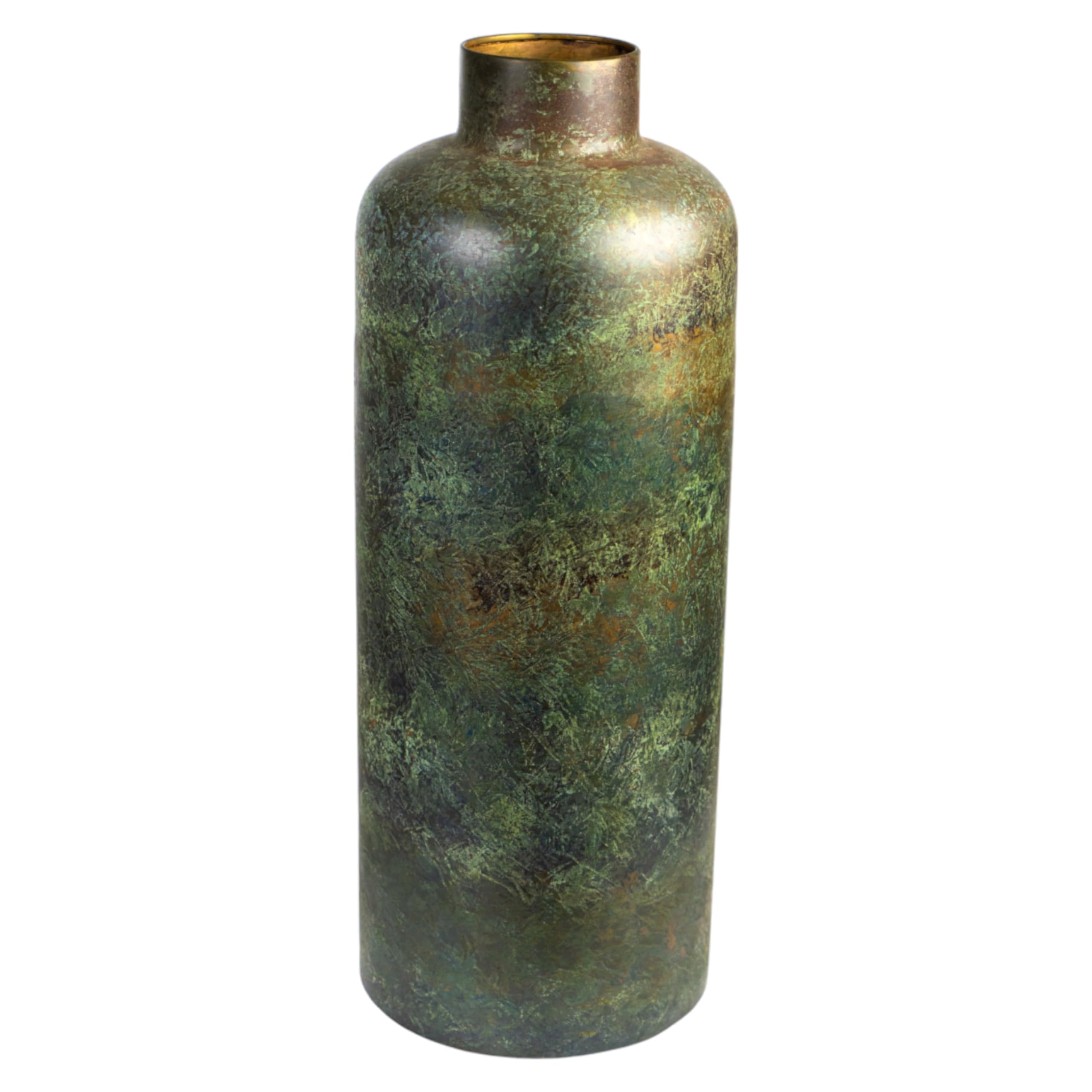Jarron metal antique vase decoratif vintage resistant pour fleurs sechees