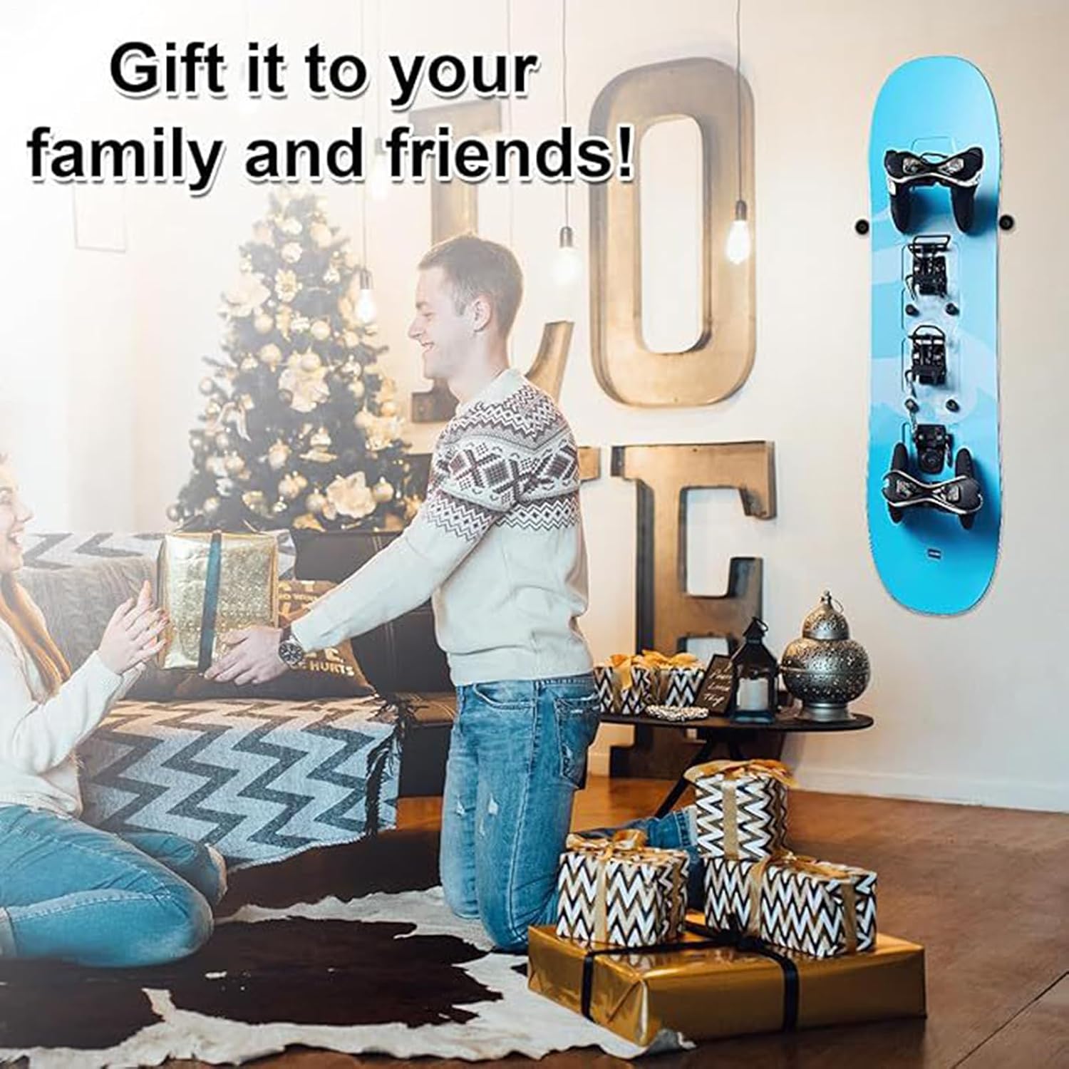 Snowboard Wall Mount Vertical Snowboard Hanger | Wall Ski Rack for Garage Store Indoor Display Sports Shop Equipment Gear Skateboard