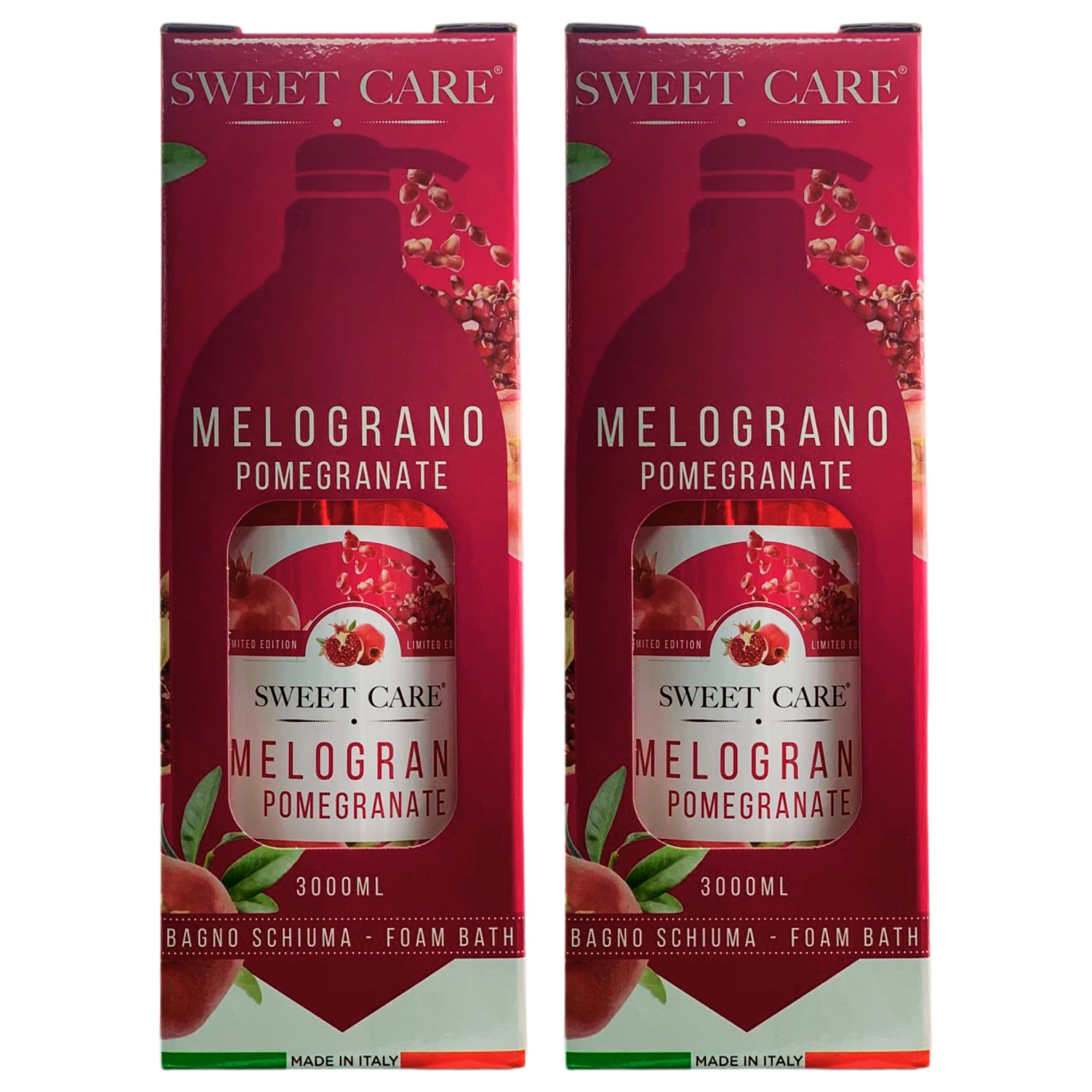 2x Bagnoschiuma MELOGRANO Con Dispenser,Dolce Profumazione Al Melograno e Mirtillo Nero.La Sua Formulazione Limita L’Insorgenza Di Reazioni Avverse e Garantisce Un’Estrema Tollerabilità Cutanea 3000ml