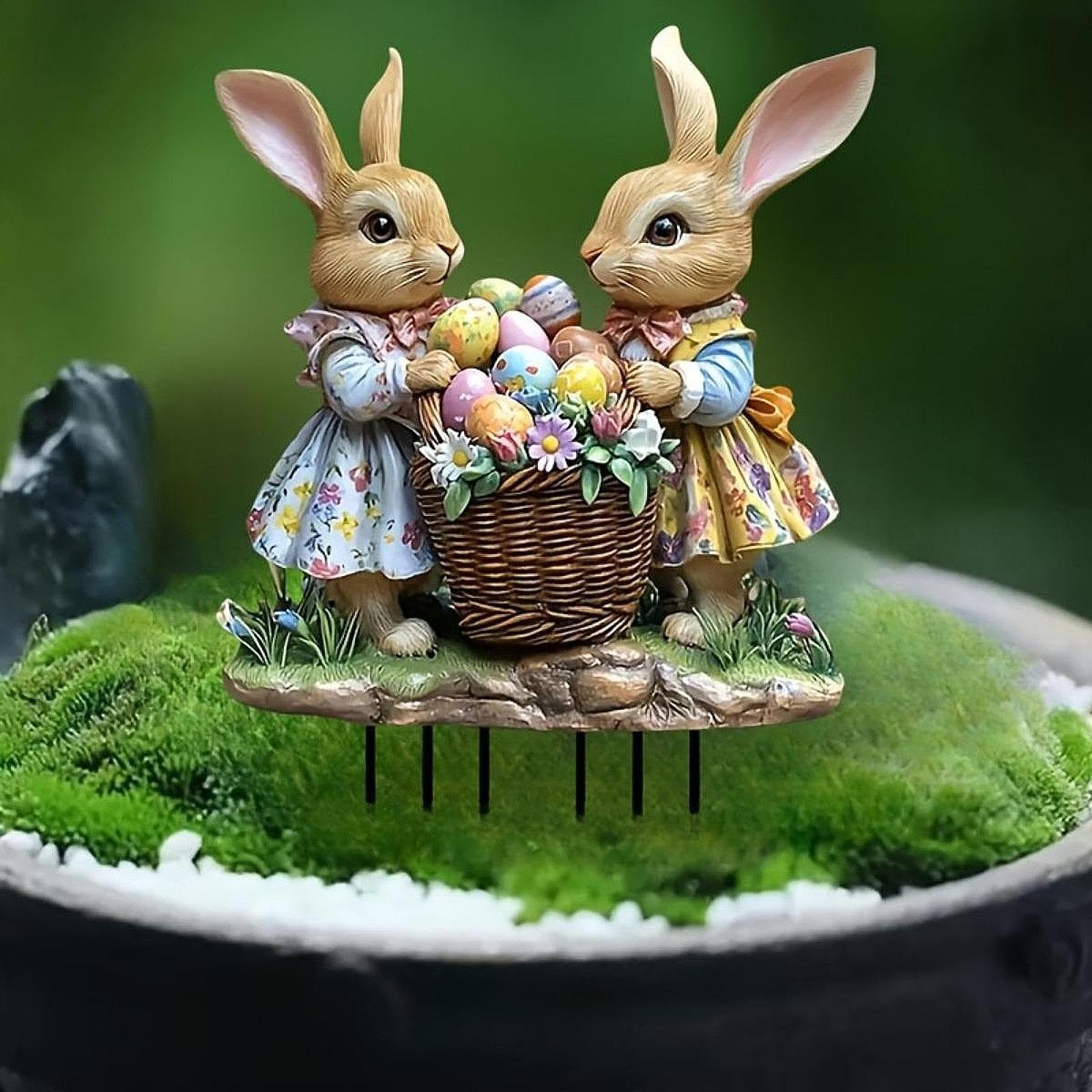 2D Flat Easter Bunnies with Basket Eggs Scene Garden Stake Planter Pot Stake | Home & Garden | Yard, Garden & Outdoor Living | Gardening Supplies | Landscaping & Garden Materials-image-17