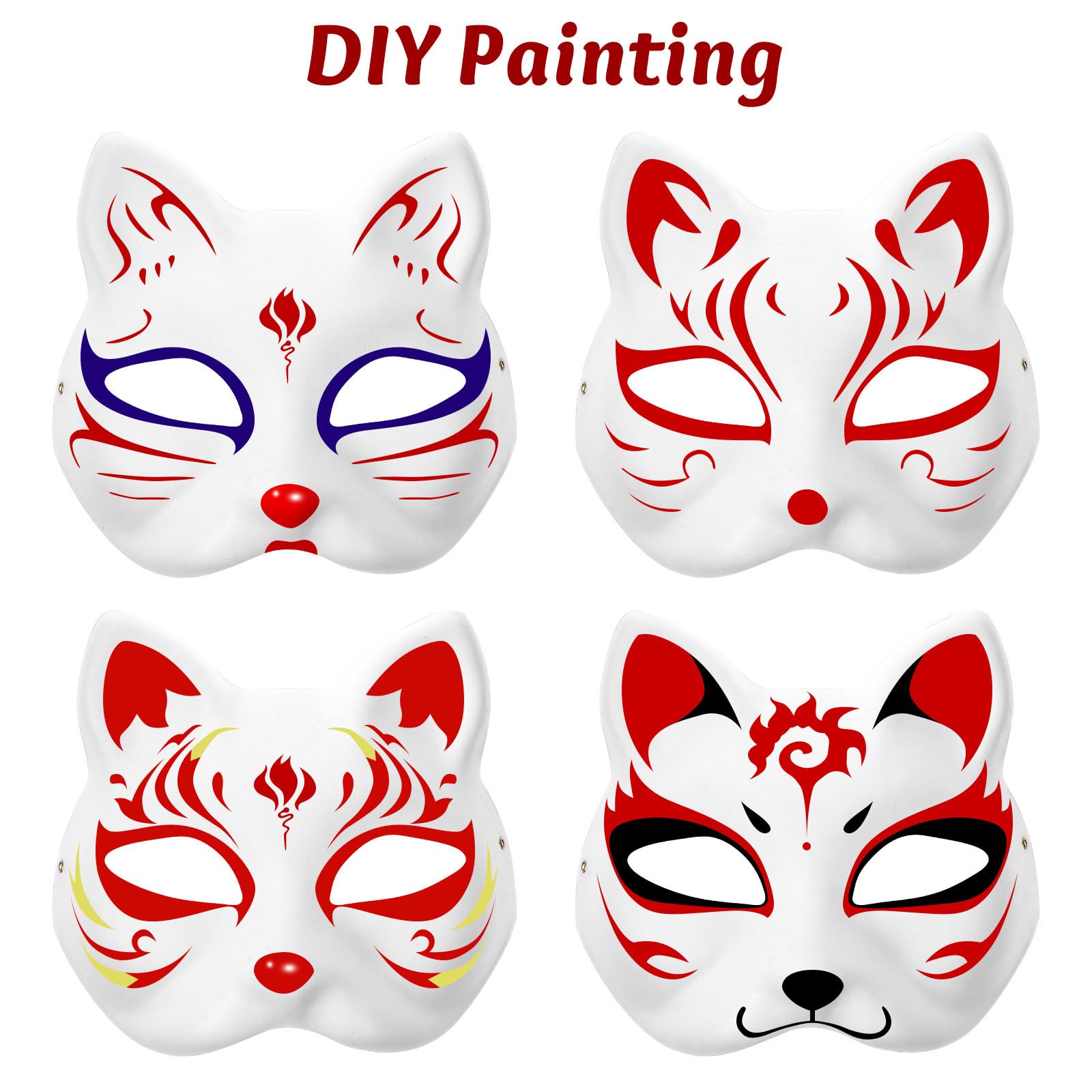 SOLUSTRE 100 Pièces Masques en Papier Blanc pour Loisirs Créatifs, Forme Chat, Diy, Matériau Papier, pour Halloween et Célébrations Festives