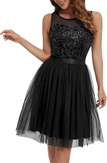 Women's Tulle Prom Dress Short Homecoming Dresses 2023 A-Line Beaded Sequin Cocktail Dress for Wedding Party