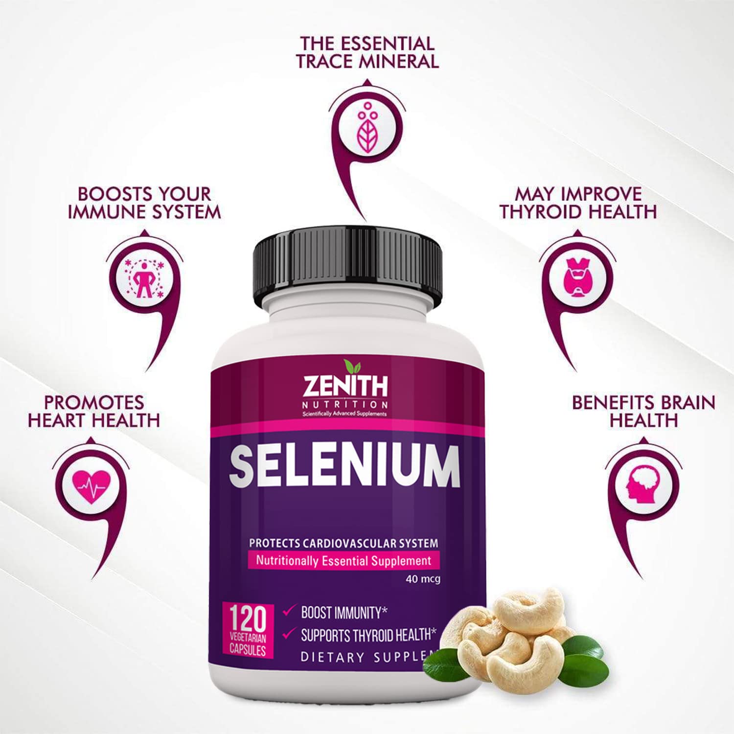 Zenith Nutrition Selenium 40 mcg - 120 Capsules 4