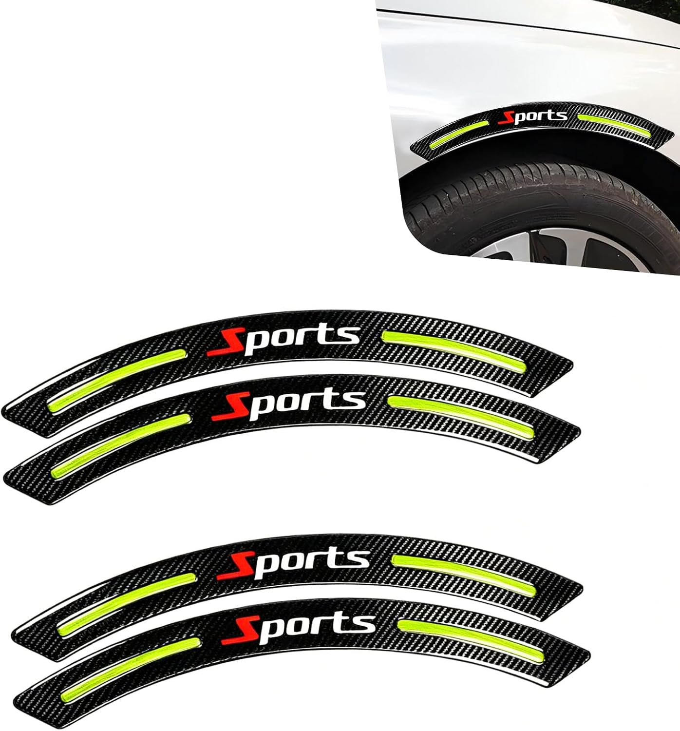 4 PCS Car Wheel Eyebrow Strip Sticker, Carbon Fiber Sport Style Car Fender Protector Trim, Anti-Collision Wheel Arch Guard Decoration, Universal for Most Cars, SUVs, Trucks (Red)