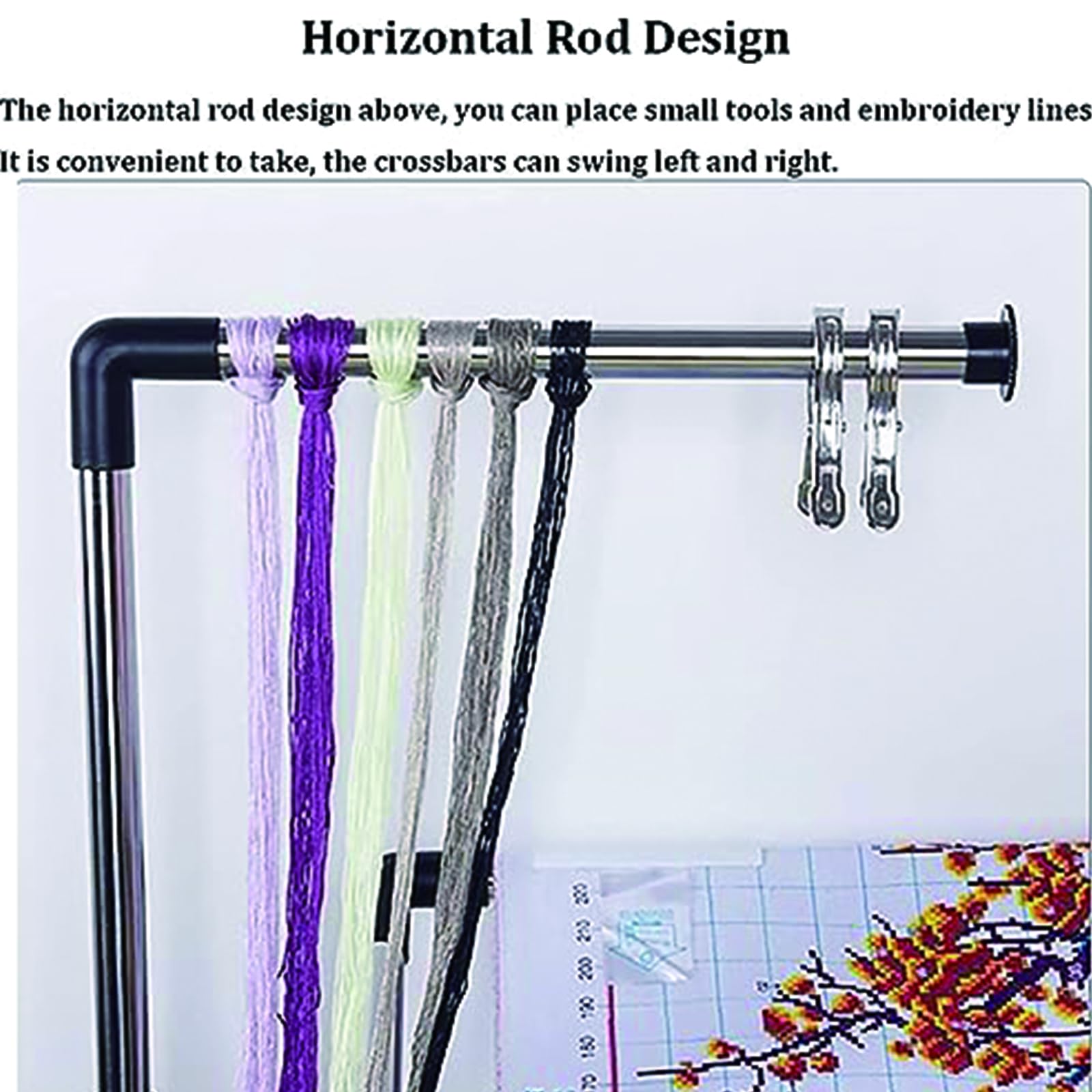 Soporte de bordado, diseño giratorio ajustable con ajuste de altura, práctica base de polea sobre ruedas para manualidades de costura y proyectos de bricolaje