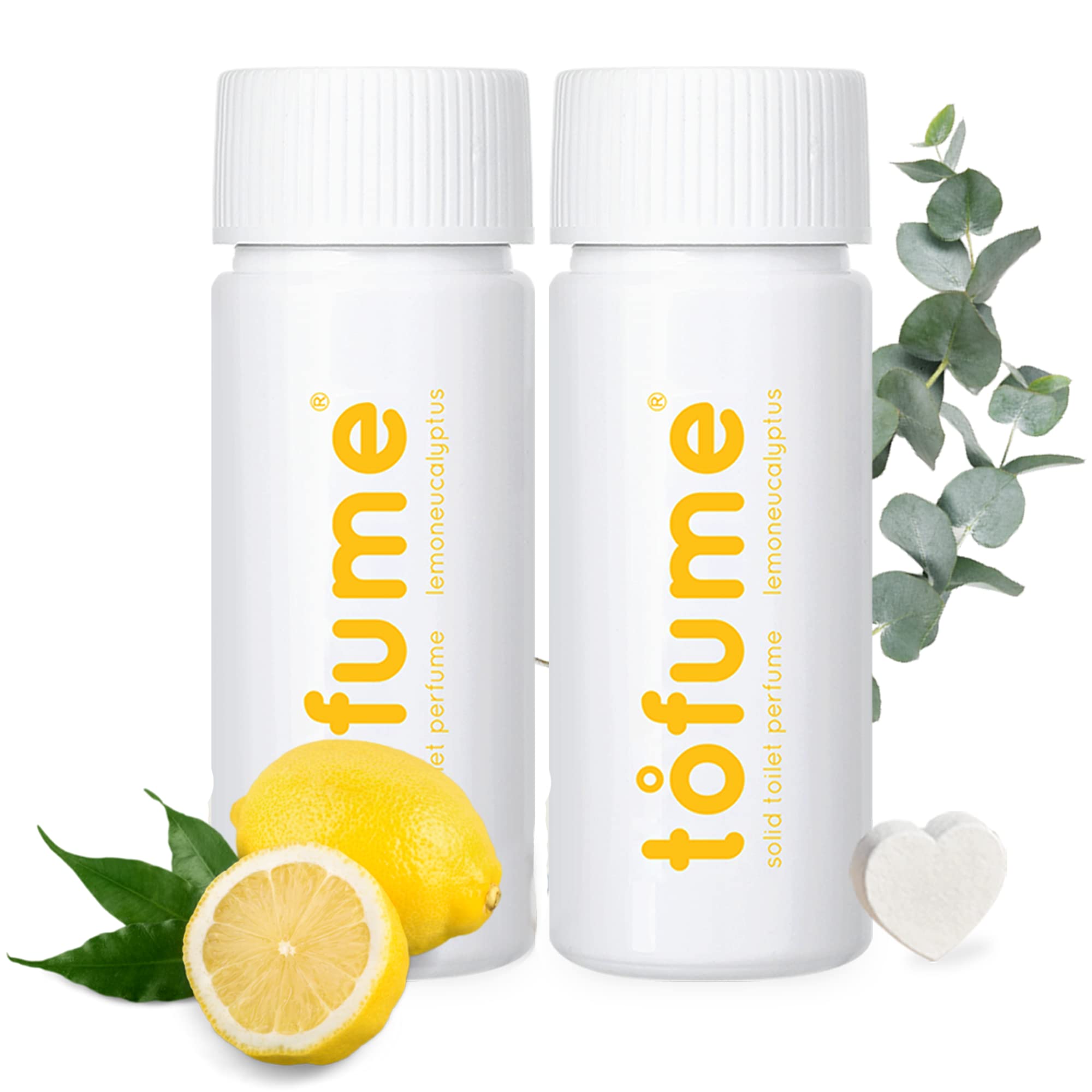 Effervescent Bathroom Air Freshener - Lemon Eucalyptus - Toilet Deodorizer, Bathroom Odor Eliminator, Toilet Freshener, Flushable Air Freshener Toilet Tablets, 2 Pack (60 Tablets)