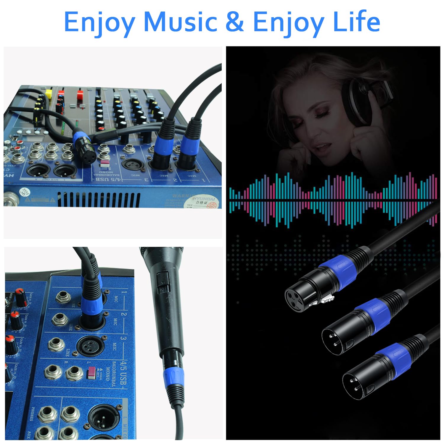 1 cavo splitter XLR da 1,6 m, 1 cavo patch Y femmina a 2 maschio, adattatore audio bilanciato per microfono, effettore, mixer, equelizer, LED DMX, amplificatore, chitarra
