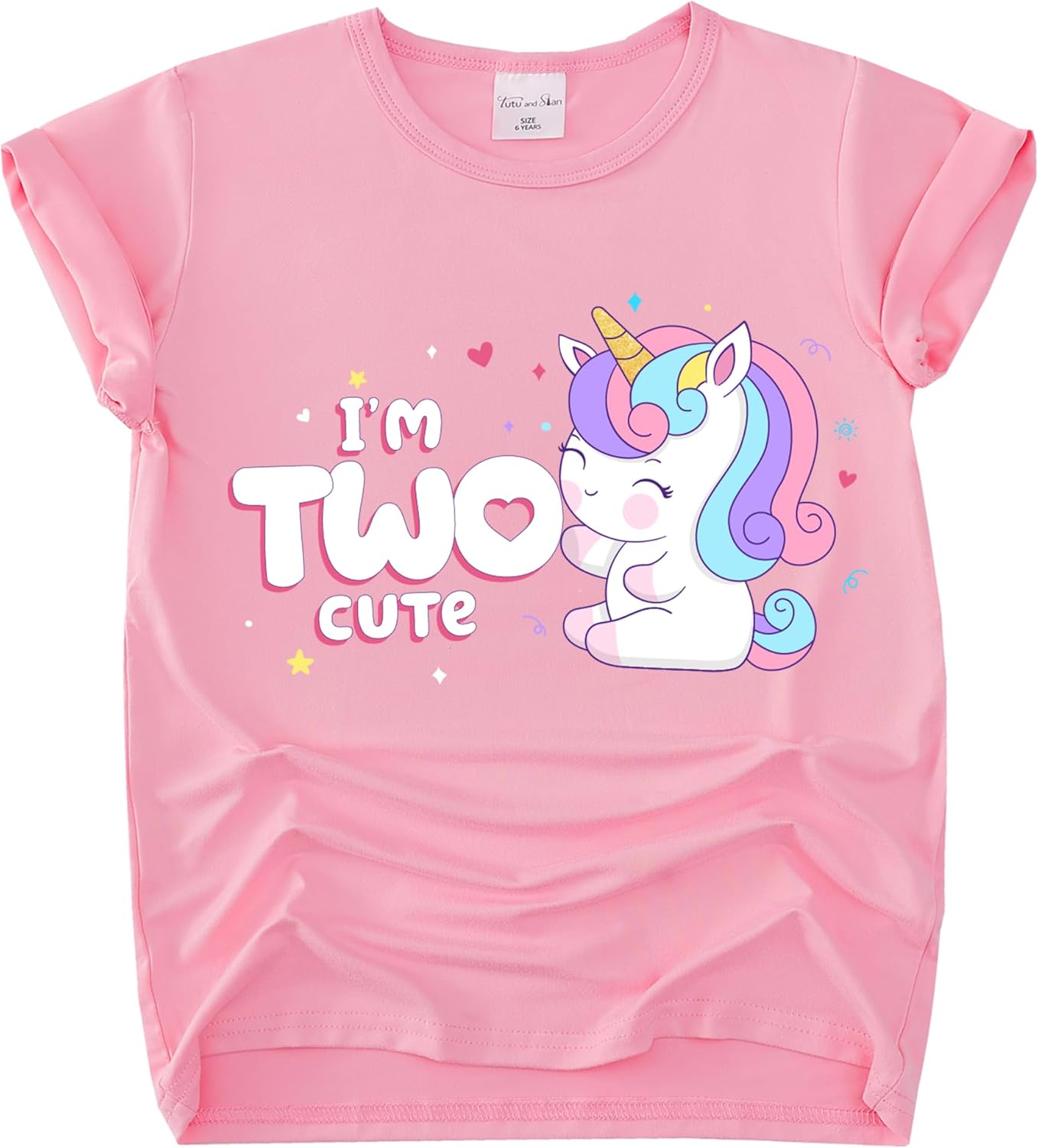 Tutu and Sian Unicorn Birthday Outfit for Girls - Shirt, Tutu Skirt Dress, Birthday Girl Crown, Hair Bow & Satin Sash (Cute, 3 Years) - Image 2