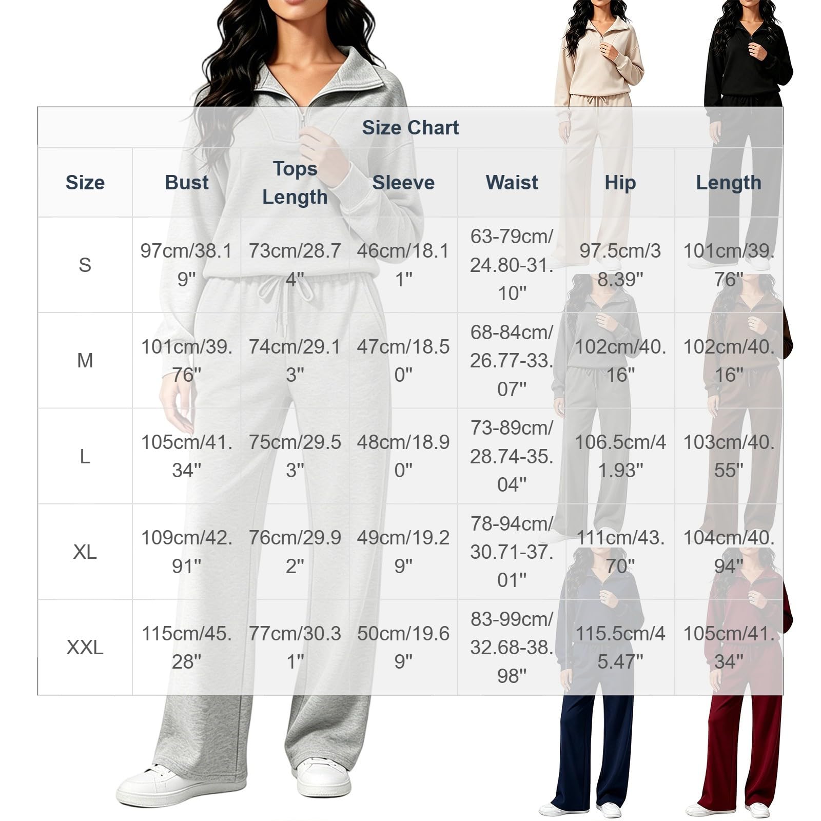 Jogginganzug Baggy Damen Zweiteiler Set Casual Trainingsanzug Loungewear | Einfarbig Langarm Sweatshirt Mit ReißVerschluss Und Sporthose Outfit Freizeit Sportanzug Streatwear FüR Winter