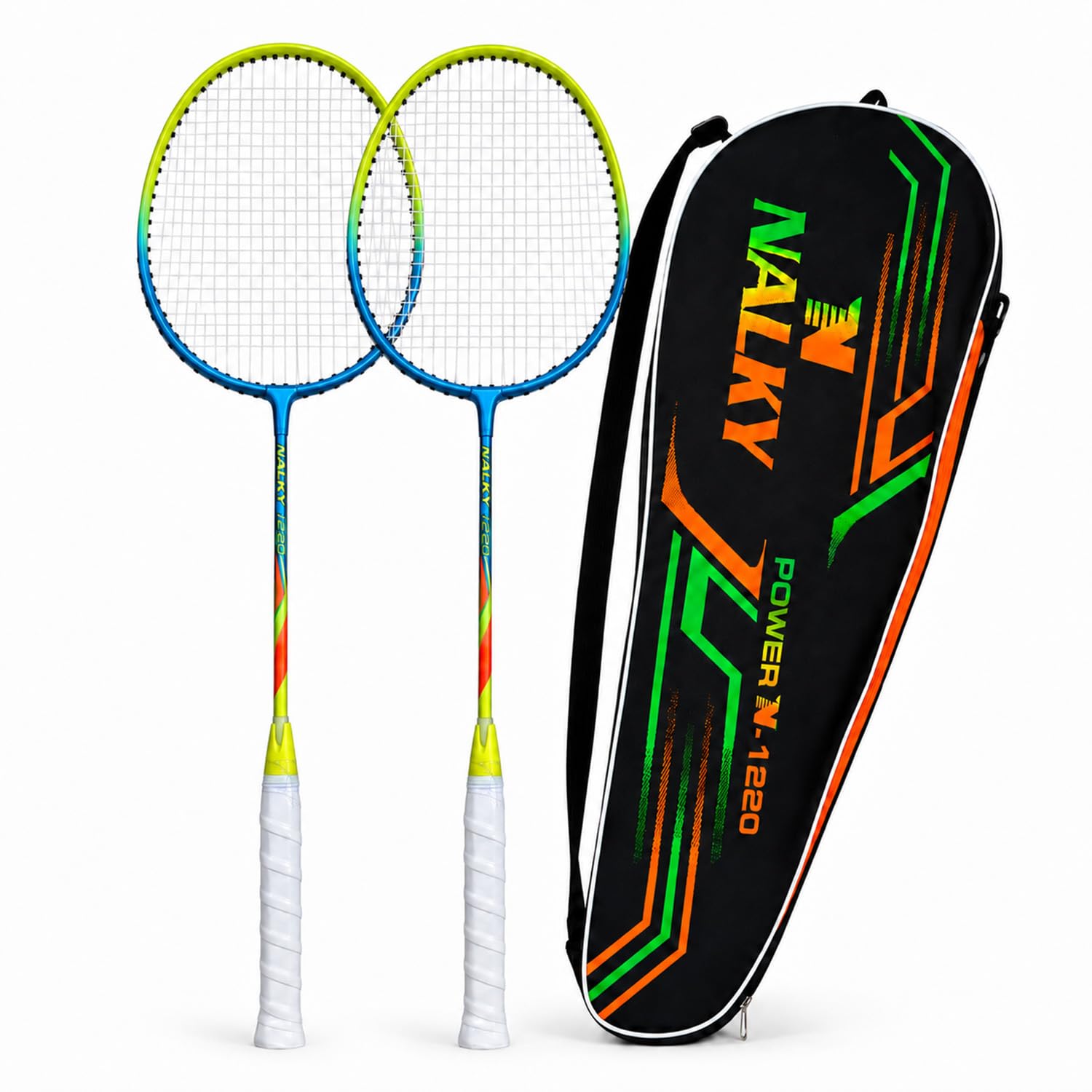Wide Body Aluminium Badminton Racket | Lightweight Racquet for Men, Women & Kids, Anti-Slip Grip, Ideal for Training & Practice | Sparkle Blue and Yellow-image-10