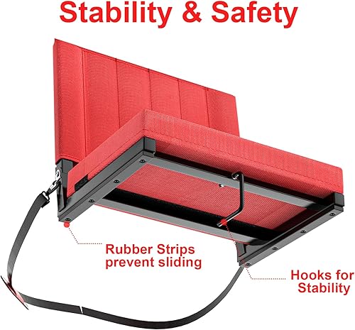 Miniatura 5 de JVIBI Asientos de estadio para gradas con soporte de espalda y cojín acolchado ancho, incluye correas de hombro asa de transporte y portavasos