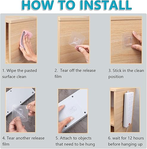 Miniatura 6 de MTGSTOCL 30 pares de ganchos adhesivos de pared de doble cara, ganchos autoadhesivos transparentes, ganchos adhesivos impermeables para cocina,