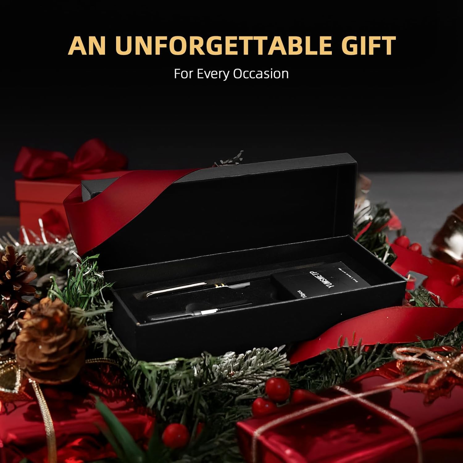 Luxury Fountain Pen Gift Set For Writing Smooth, Fine Nib, Includes Refillable Ink Converter &10 Black 3.4mm Ink Cartridges Metal Pen,Journaling Fancy Pen - Image 6