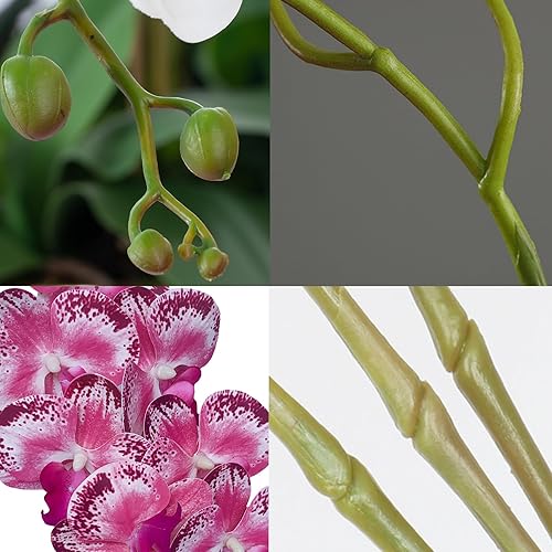 Miniatura 28 de FagusHome Phalaenopsis - Flores artificiales de 32 pulgadas, 6 piezas de orquídeas artificiales con tallo para decoración del hogar (rosa)