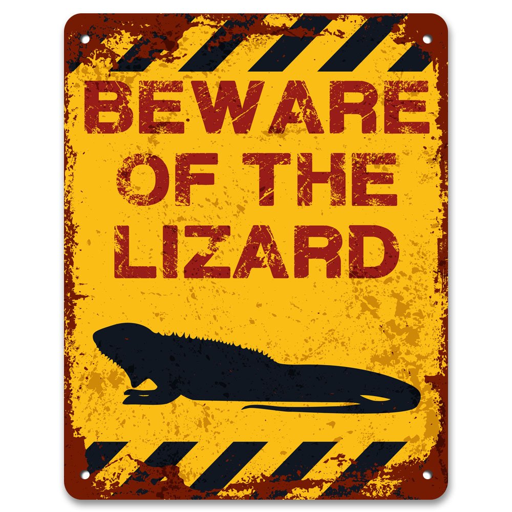 Print Crafted - Beware Of The Lizard | Vintage Metal Garden Warning Sign