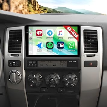 SIXTOP 4G+64G Android Car Stereo Radio for Toyota 4Runner 2003-2009 Wireless CarPlay Android Auto Bluetooth5.0 GPS Navigation 9 Inch 1280*720 Touchscreen FM/RDS WiFi 32EQ SWC AHD Backup Camera Canbus
