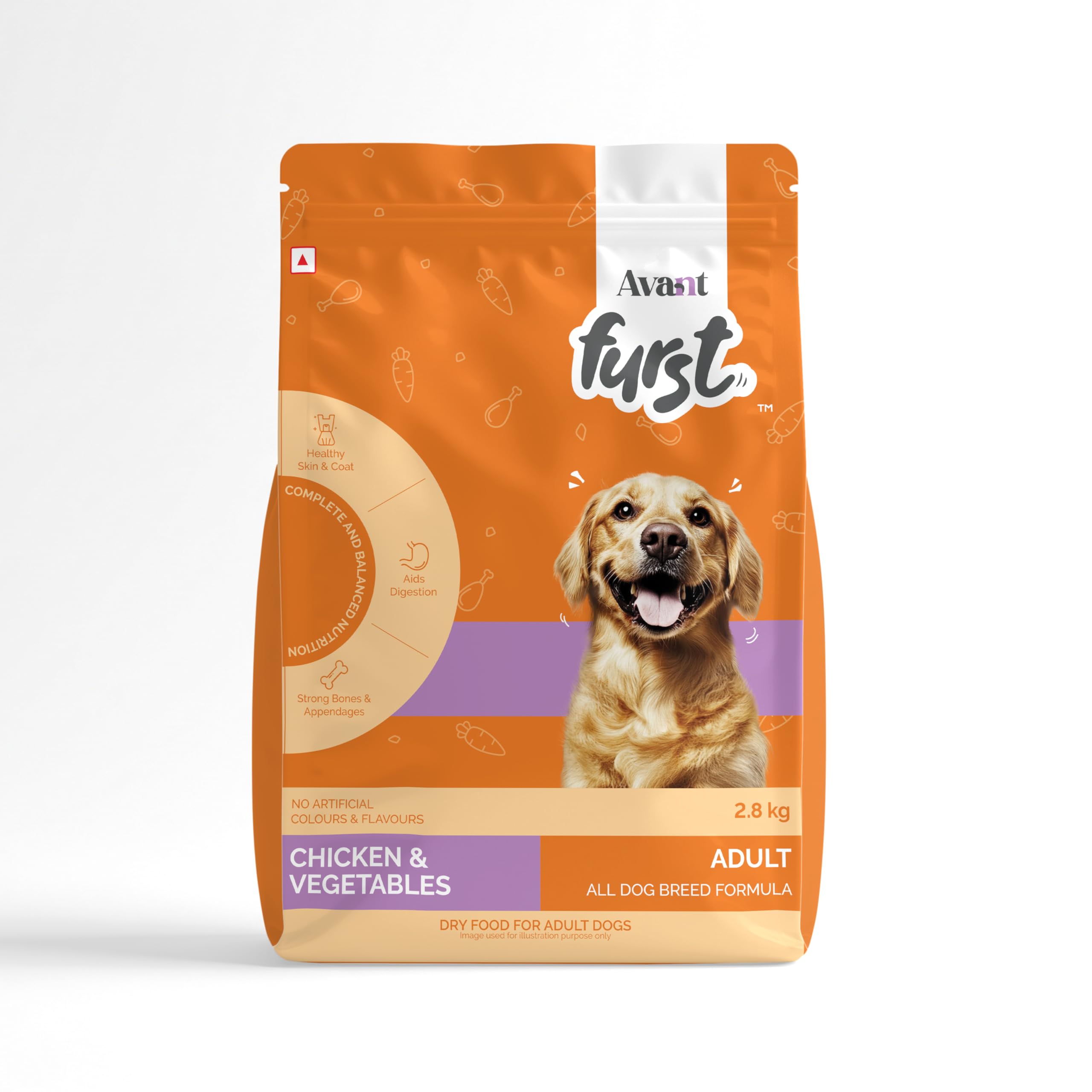 Avant Furst Adult Dry Dog Food Chicken & Vegetable | Dog Food Adult with Real Chicken Protein & Vegetables | Dog Dry Food for Daily Nutrition | No Artificial Additives | 2.8kg