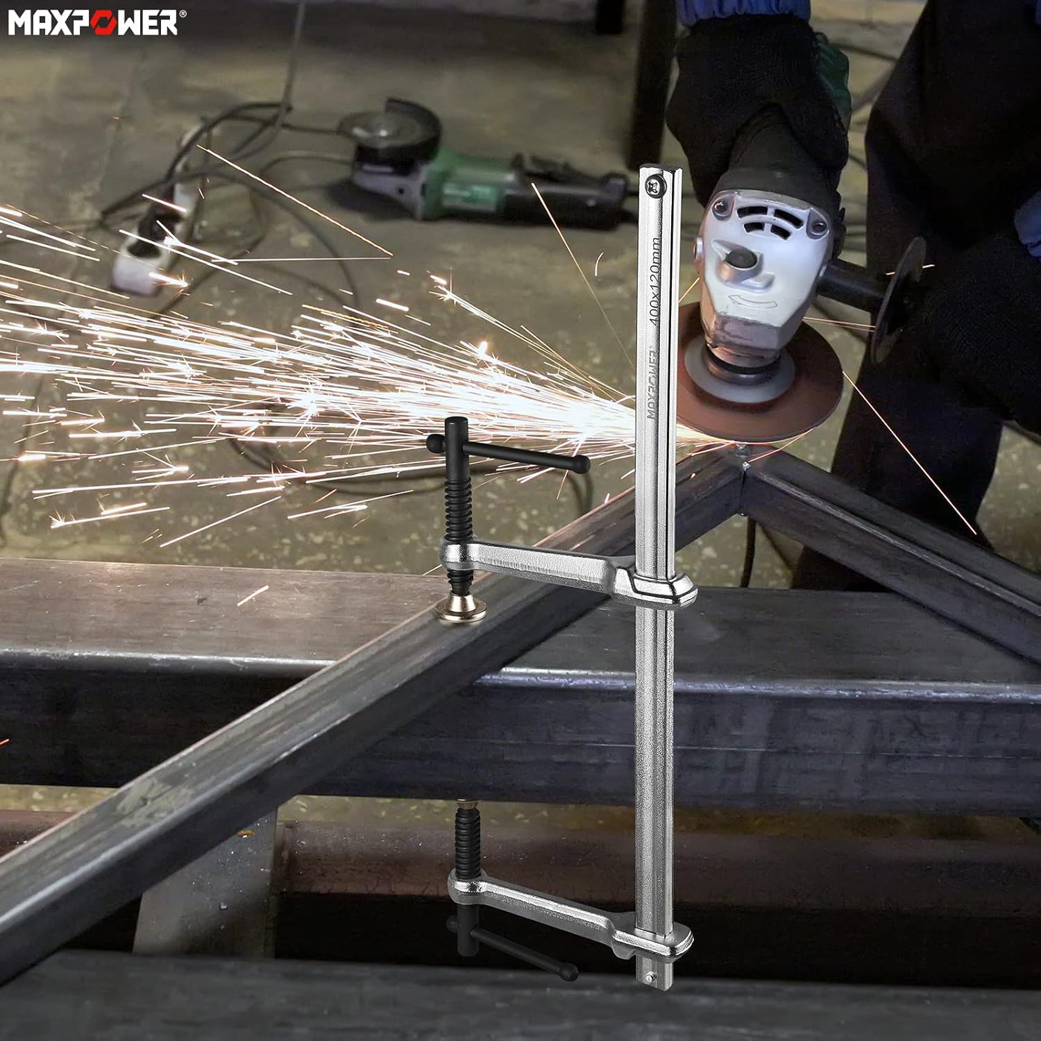 MAXPOWER Multifunctional F Clamp,15 3/4" Double Force Welding Bar Clamp - Max Clamping Force 1200 LBS, Metal Clamp for Welding, Metalworking, Woodworking