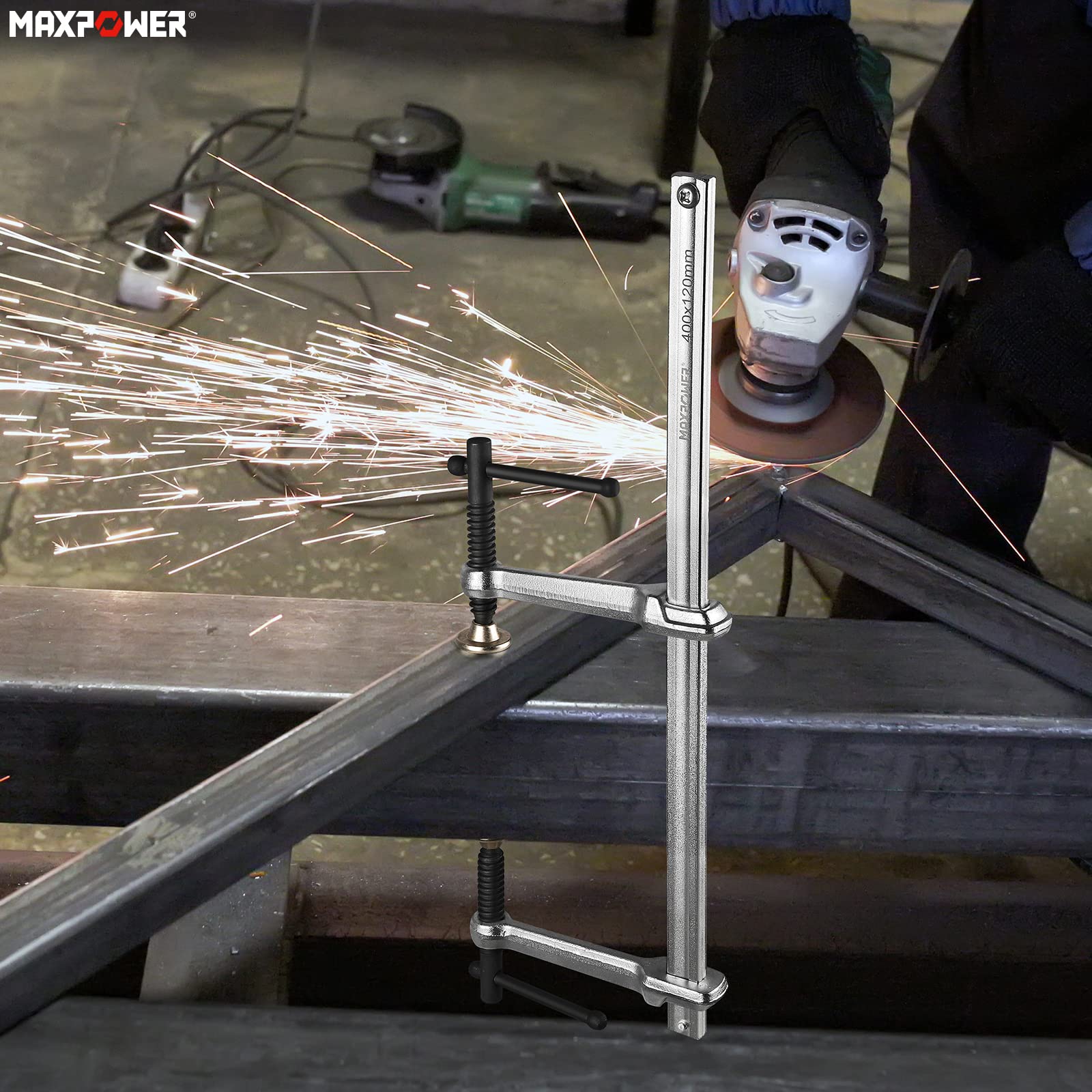 Sargentos Carpintero 400mmx120mm, MAXPOWER Tornillo de apriete - Fuerza Máxima de Sujeción 550KG