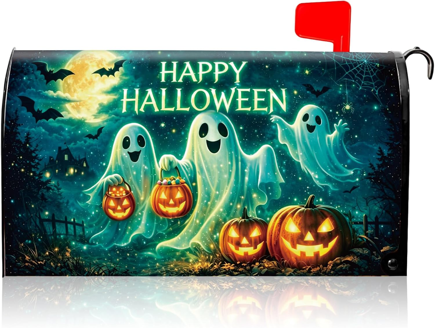 Halloween Mailbox Covers Magnetic, 21x18 Inch Ghost Mail Box Cover