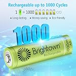 Brightown 12-Pack Rechargeable AA Batteries - 1000mAh 1.2V NiMH High Capacity Batteries - Ideal for Solar Lights & Home Devices, Recharge up to 1000x Times, Pre-Charged