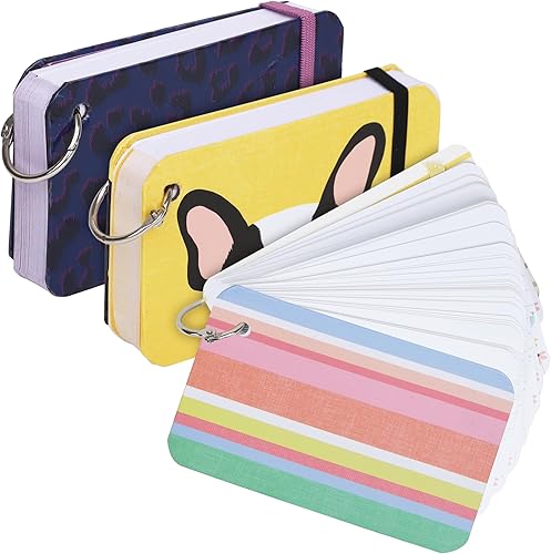 Miniatura 6 de Index Cards - Ficha de índice a rayas de 3 x 5 pulgadas con anillo, papel rayado para tomar notas para diario, recetas, tarjetas flash, tarjeta de