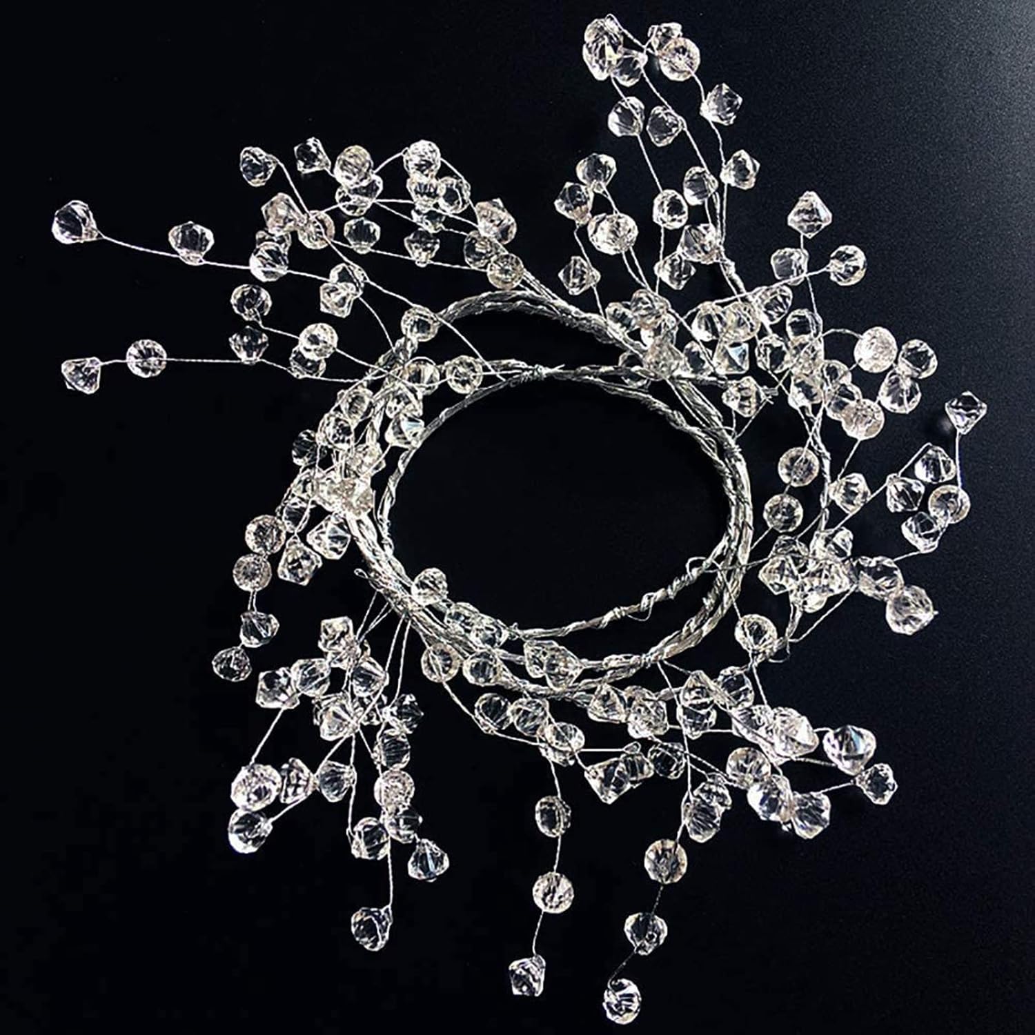 DAYFULI 5 Pieces Clear Diamond Beaded Garlands Wire String Acrylic