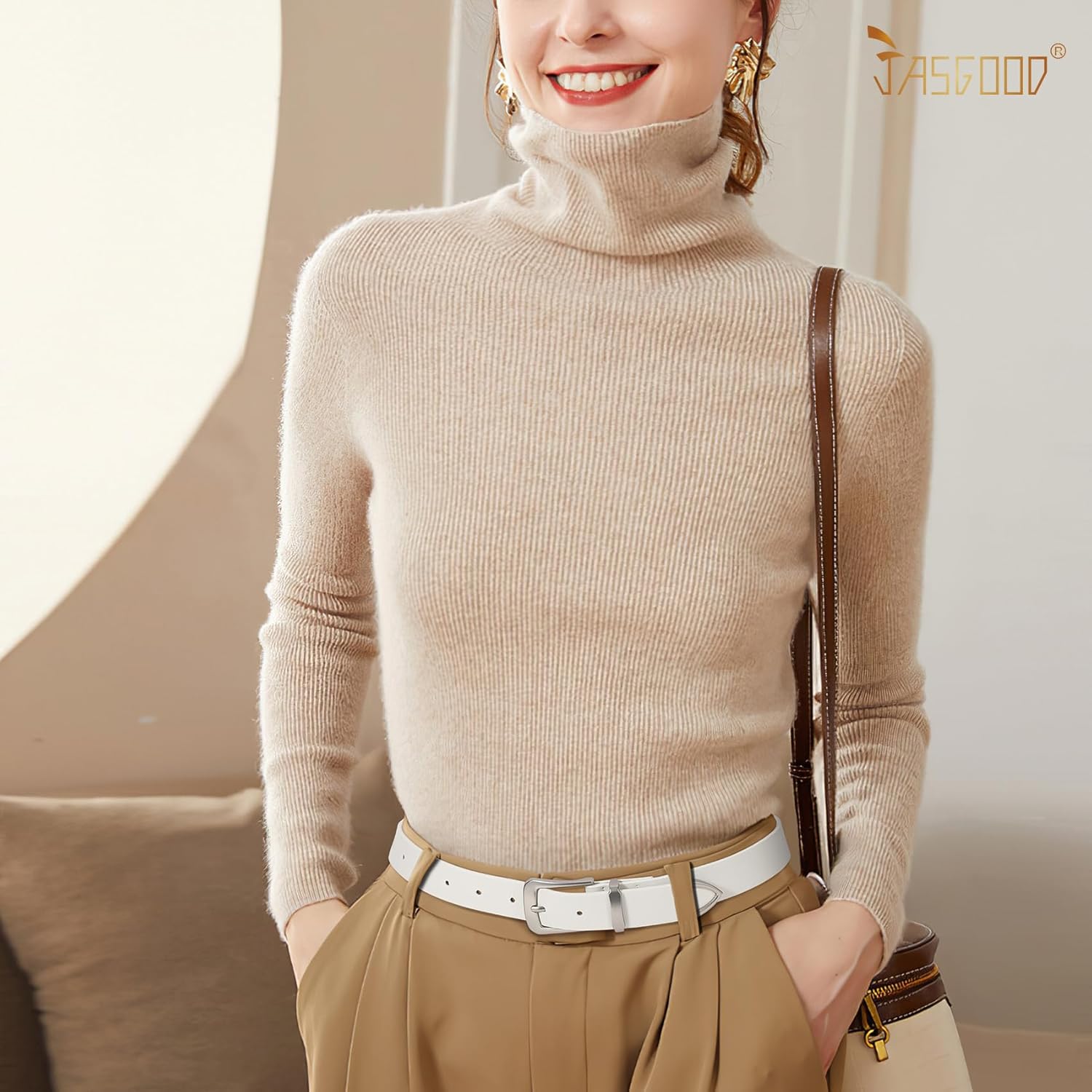 JASGOOD Women Leather Belt for Jeans Pants Ladies Waist Belt for Dress with Silver Buckle - Image 3