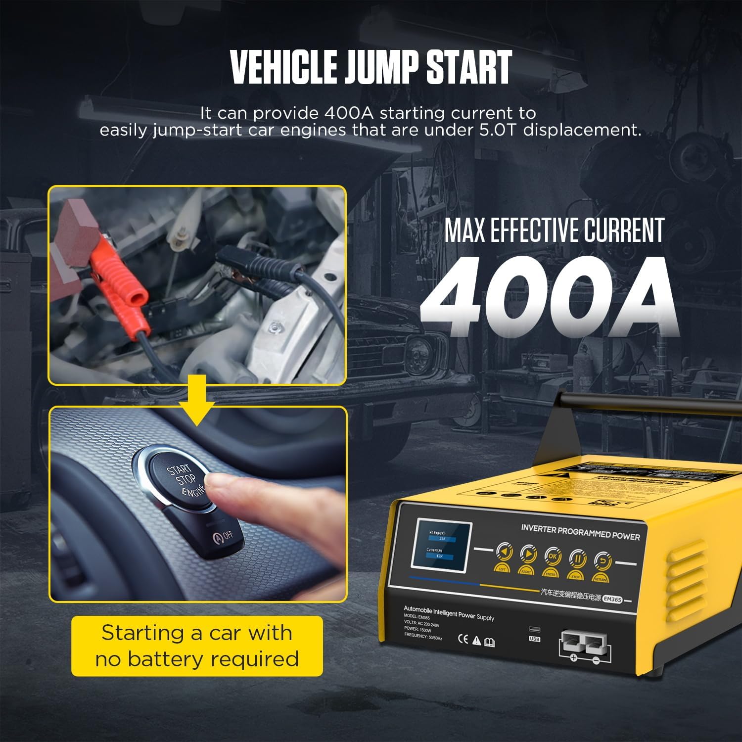 Fully Automatic Car Battery Charger, 3 in 1 Inverter Programming Power Supply & Charger & Starter, Flash Reprogramming Power Supply, Fast Charging, Vehicle Jump Start, Battery Repair