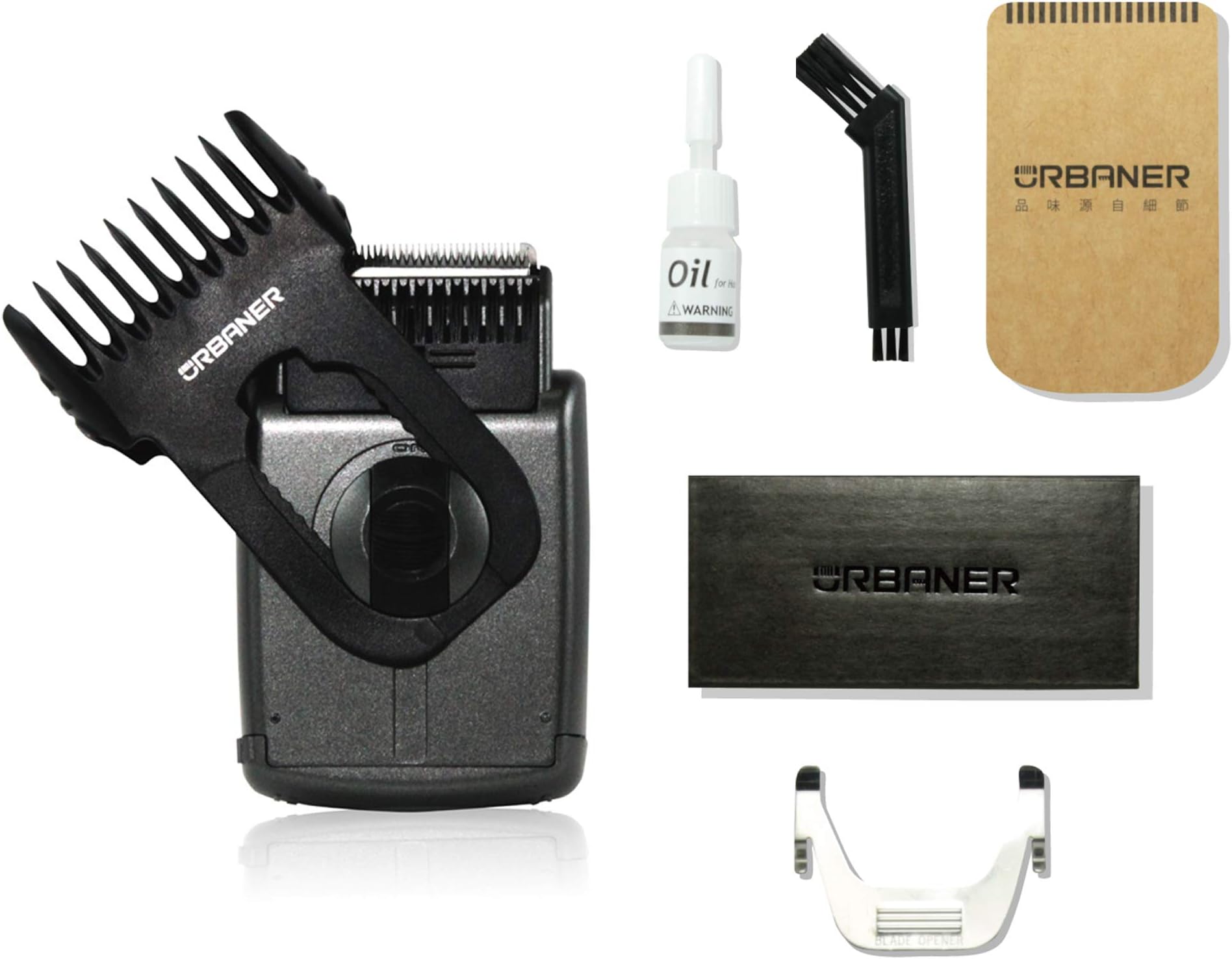 URBANER MB-045 Compact Travel Hair and Sideburns Trimmer Made in Taiwan Comes with BoxCave Microfiber Cleaning Cloth