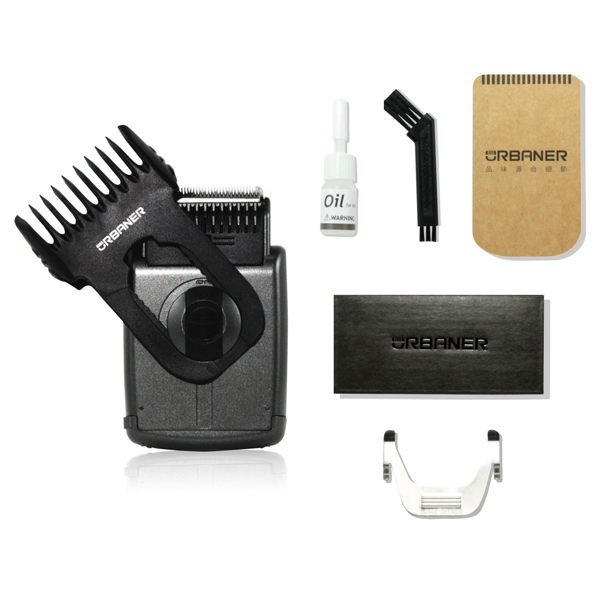 URBANER MB-045 Compact Travel Hair and Sideburns Trimmer Made in Taiwan Comes with BoxCave Microfiber Cleaning Cloth