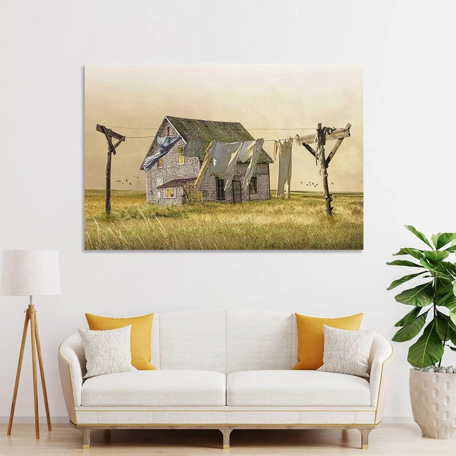 Laundry Day Rural Laundry Clothesline Retro Image Country Farm Nature Landscape Still Life Aesthetic Canvas Wall Art Prints for Wall Decor Room Decor Bedroom Decor Gifts 16x24inch(40x60cm) Unframe-s image 4