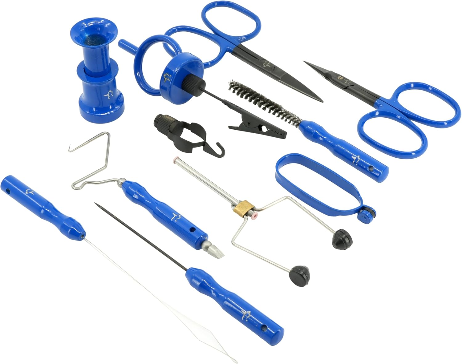 Kingfisher Fly Tying Comprehensive Tool Kit, with Case, Scissors, Bobbin, Bodkin, Whip Finisher, Hackle Plier, Hair Stacker 11 Piece, Blue