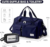 Vista 33 de Pequeña bolsa de gimnasio para mujer, bolsa de viaje con compartimento para zapatos