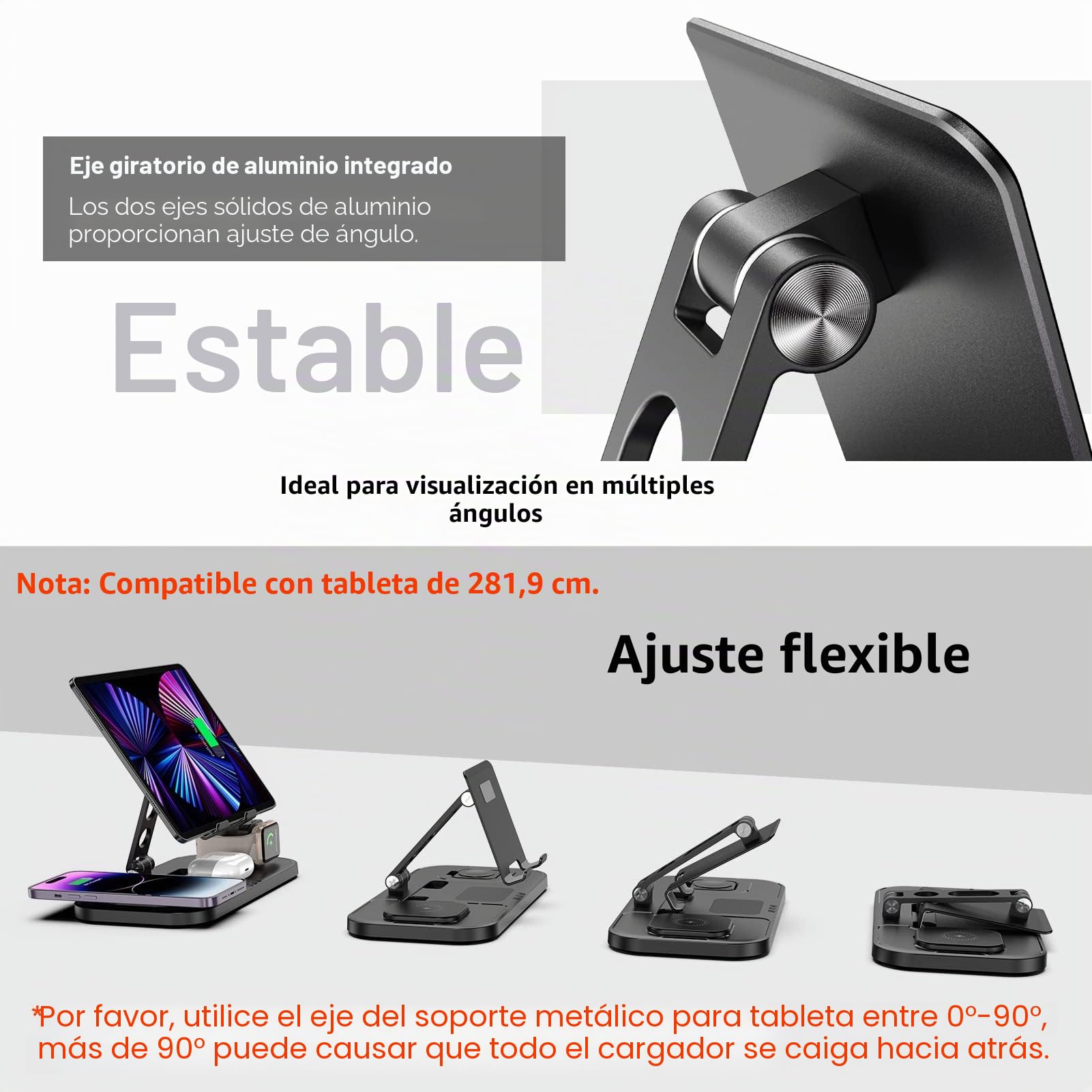 Cargador Inalámbrico para Apple, Cargador Inalámbrico 4 en 1 para Apple Estación de Carga para iPhone 14/13/12/11, Base de Carga para Apple Watch 8/7/6/5/SE/4/3/2, AirPods 3/2/Pro, Cargador para iPad