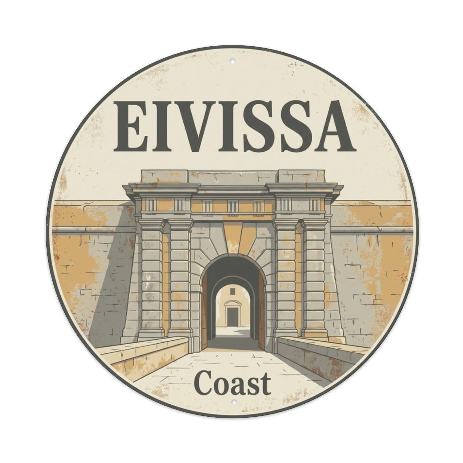 Tgrcjimh Style Metal Tin Sign Vintage Travel Ibiza Spain Monument