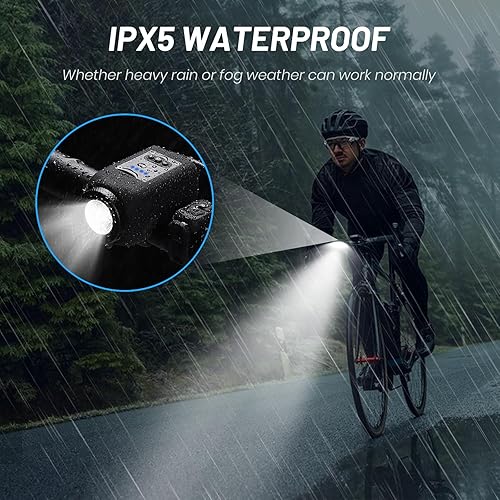 Miniatura 6 de Bocina de bicicleta con luz, 110 dB, bocina eléctrica para bicicleta, 6 sonidos y 4 modos de luz, volumen de brillo ajustable, recargable por USB,