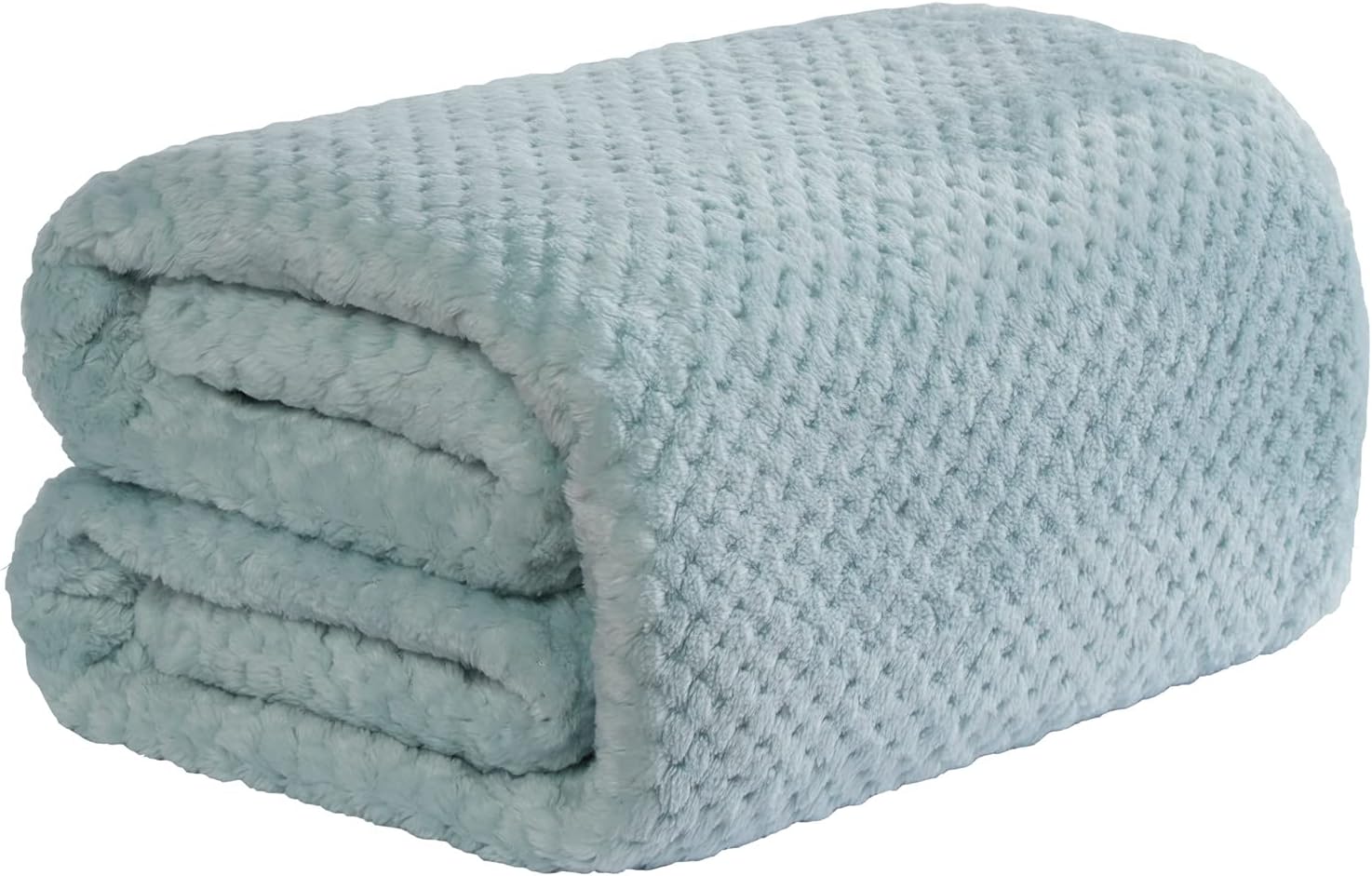 DreamsceneLuxury Waffle Mink Soft Warm Throw Sofa Bed Blanket UK King/US Queen - 80" x 95" - Duck Egg Blue