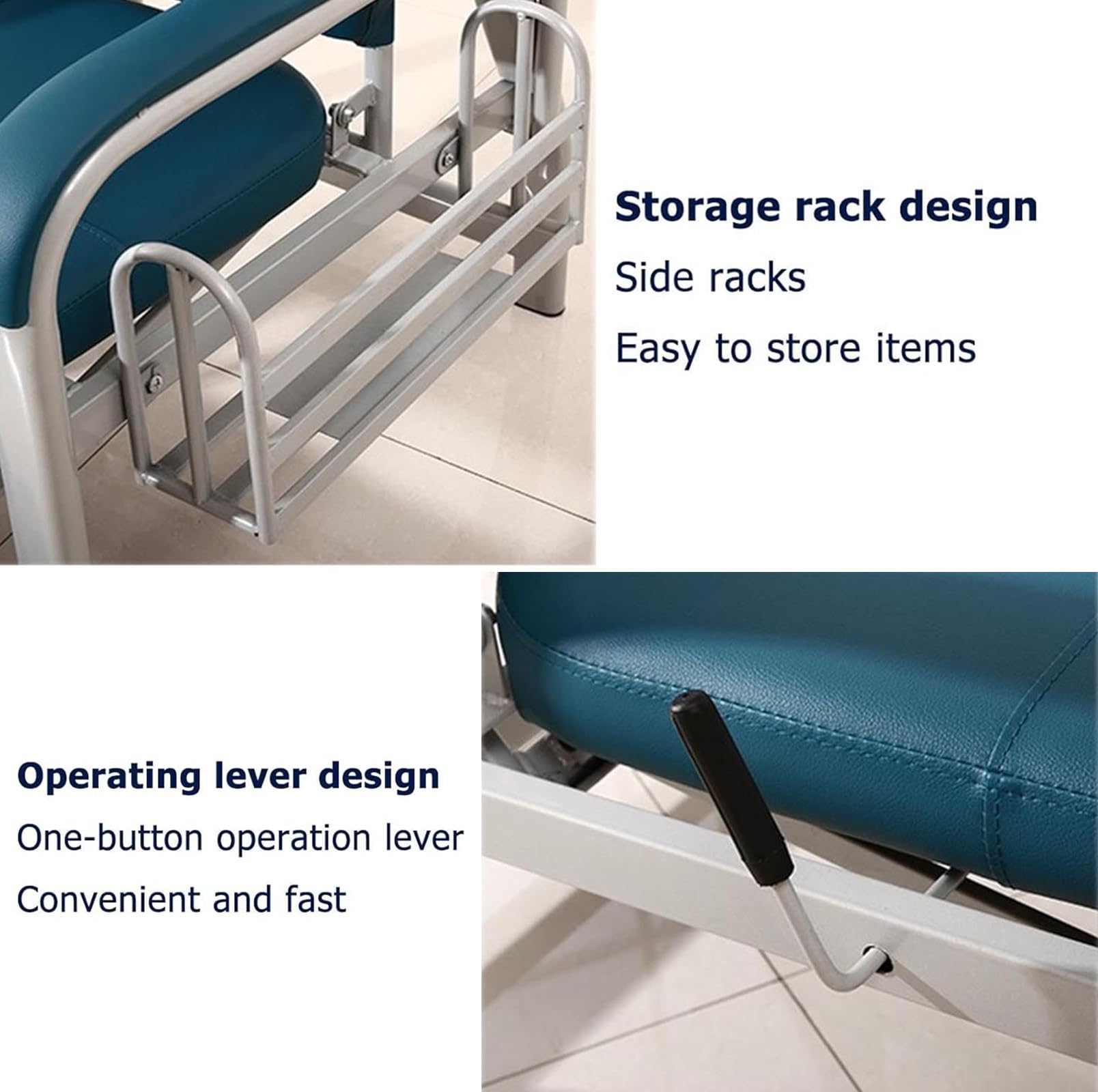 Verstellbare Empfangsstühle, Medizinischer Infusionssessel, Wartezimmerstuhl mit Infusionsständer, 150 KG Belastbarer Medizinische Liegestühle, für Krankenhäuser, Labore, Kliniken Green