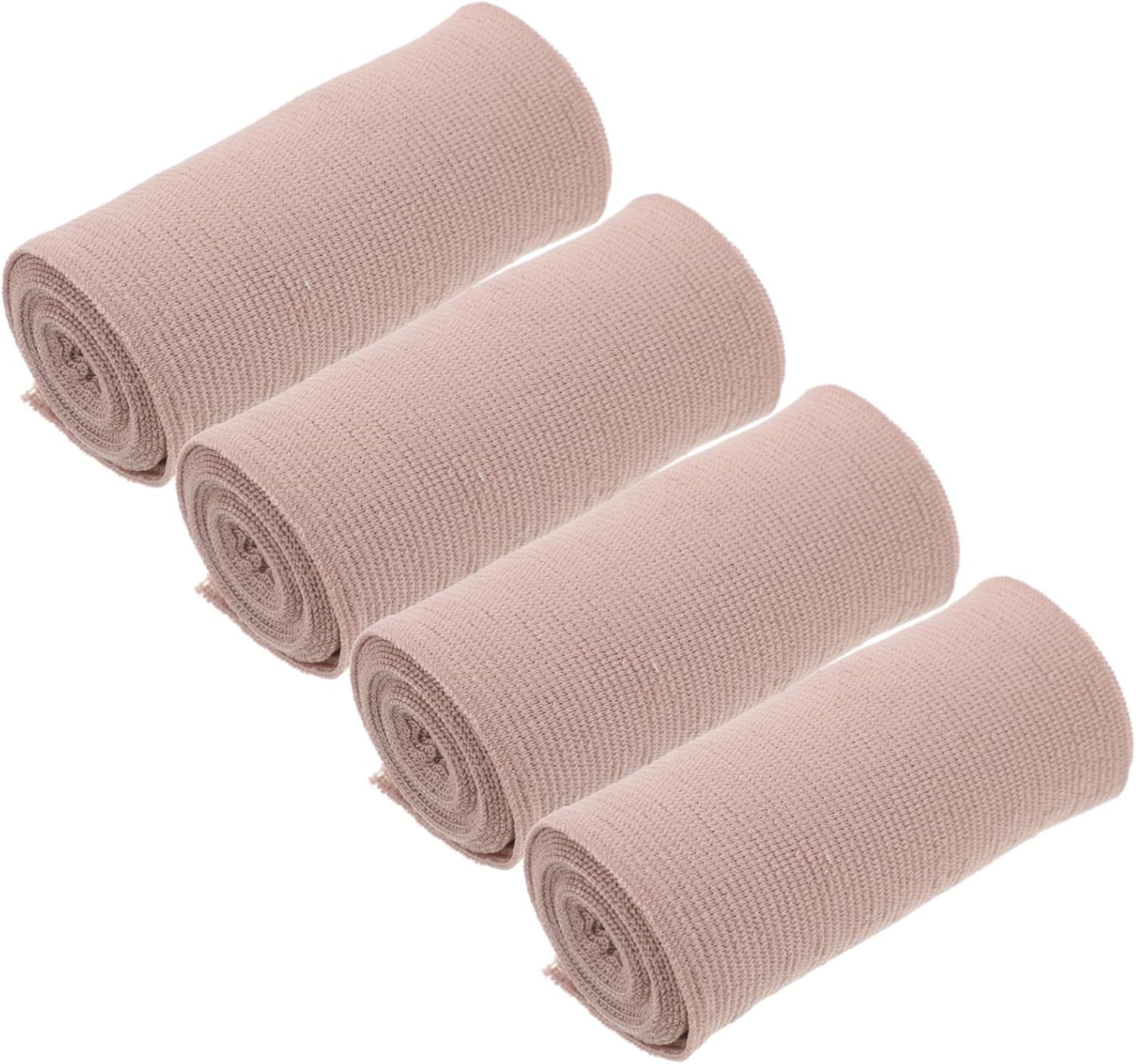 Ipetboom 4pcs Compression Bandage Wraps Elastic Stretched Cotton Bandage for Legs Knee Tummy Body Support Breathable Skin Tone