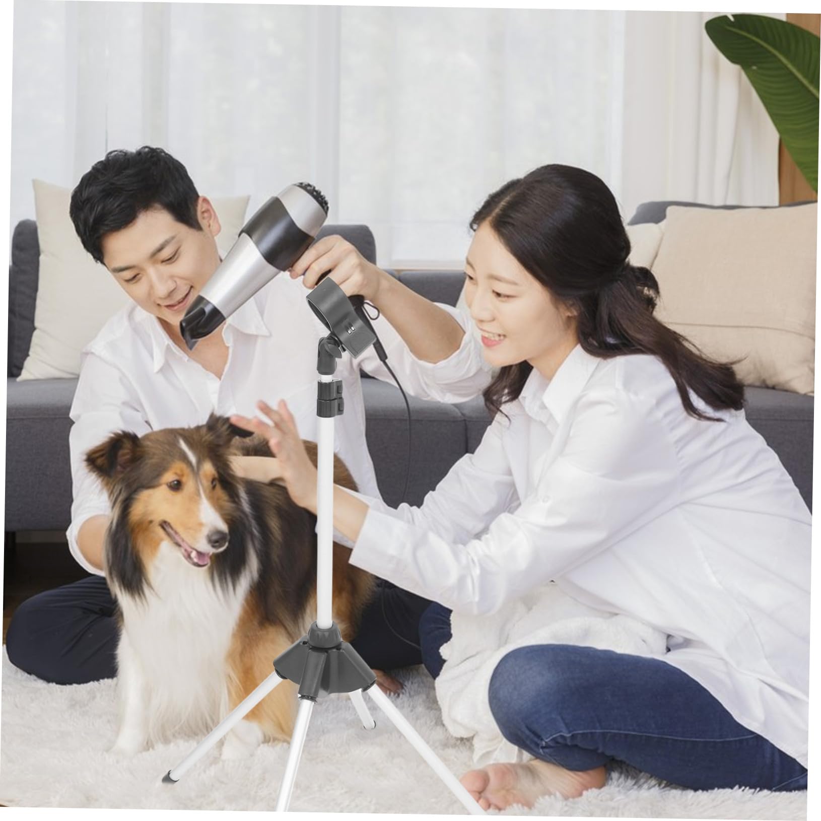 Healvian Support De SéChe-Cheveux Sur Pied RéGlable Et Pliable Avec Base Stable En Alliage D’Aluminium Et Plastique Stand Robuste Pour Usage Domestique Et Toilettage D’Animaux