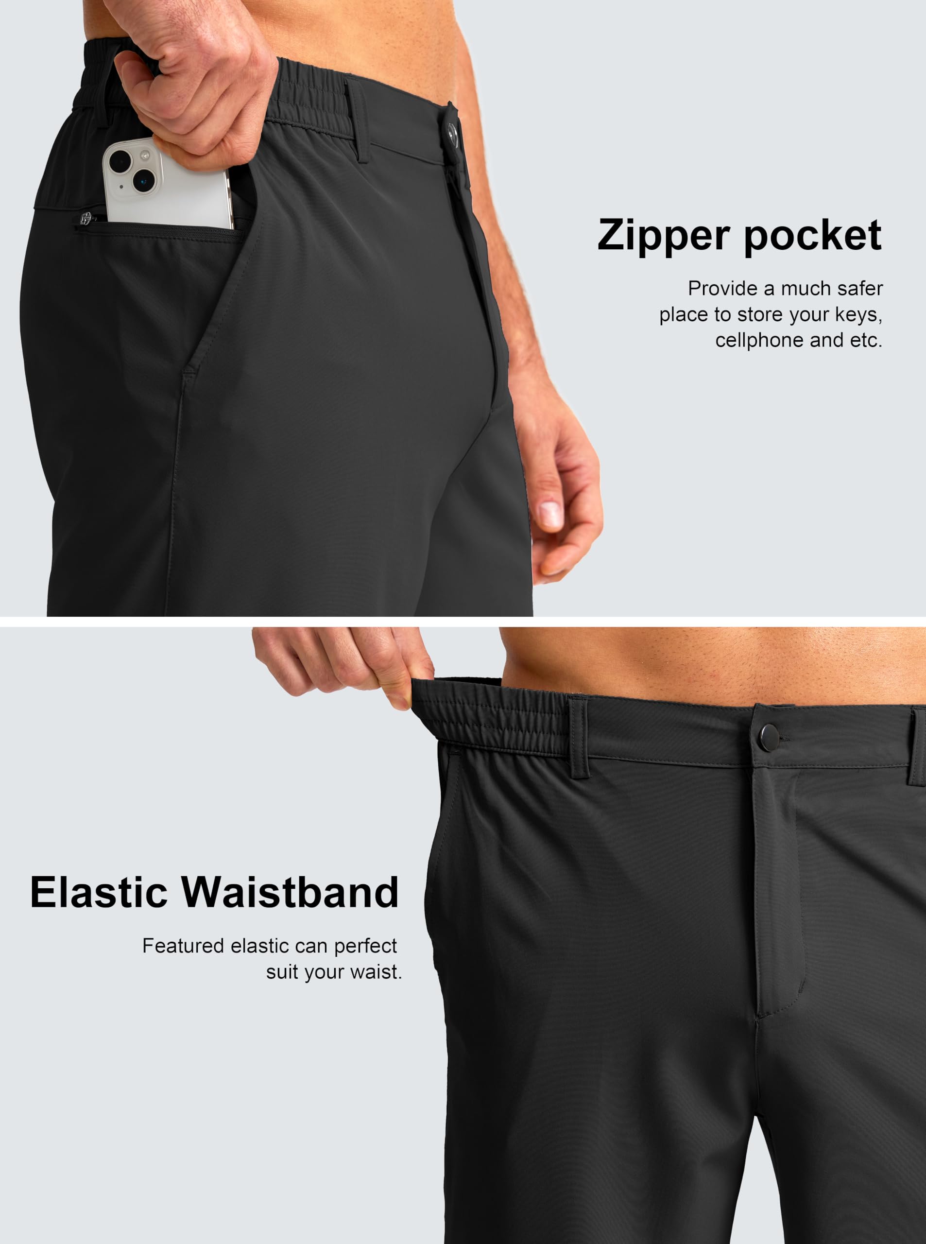 Men's Casual Shorts 7" Lightweight Golf Shorts for Men Stretch with 3 Pockets Quick Dry Breathable Work Shorts