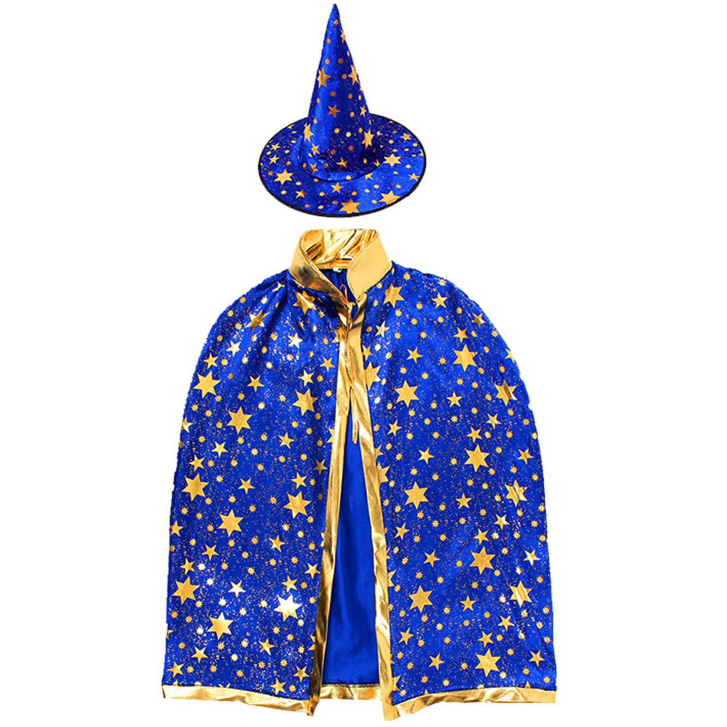Halloween Costumes Cosplay Kids Wizard Party Costume Cloak Fancy Dress Witch Cape With Hat for Boys, Girls, Toddlers