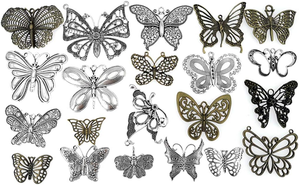 Assorted Butterfly Charm Pendant Connector for DIY Jewelry Making Findings(21pcs,Big Size) - Image 7