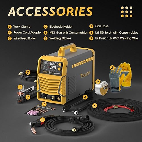 Miniatura 6 de TOOLIOM 160A MIG Soldador 4 en 1 Gas MIG/Flux Core MIG/Stick (MMA)/Lift TIG Máquina de soldadura 110/220V Soldador de doble voltaje IGBT DC Inversor